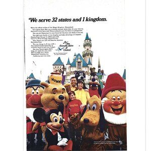 Disneyland Fly the Friendly Skies United Mickey Mouse 1960s Vintage Print Ad 9in